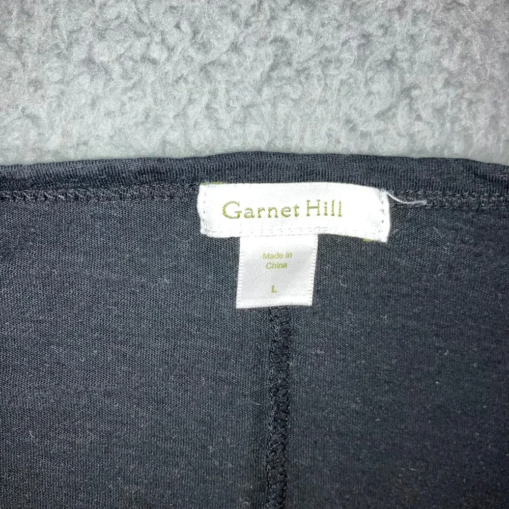 Garnet Hill Maxi Dress Women L Black Lagenlook Boho Babydoll Cotton Modal 3/4‎